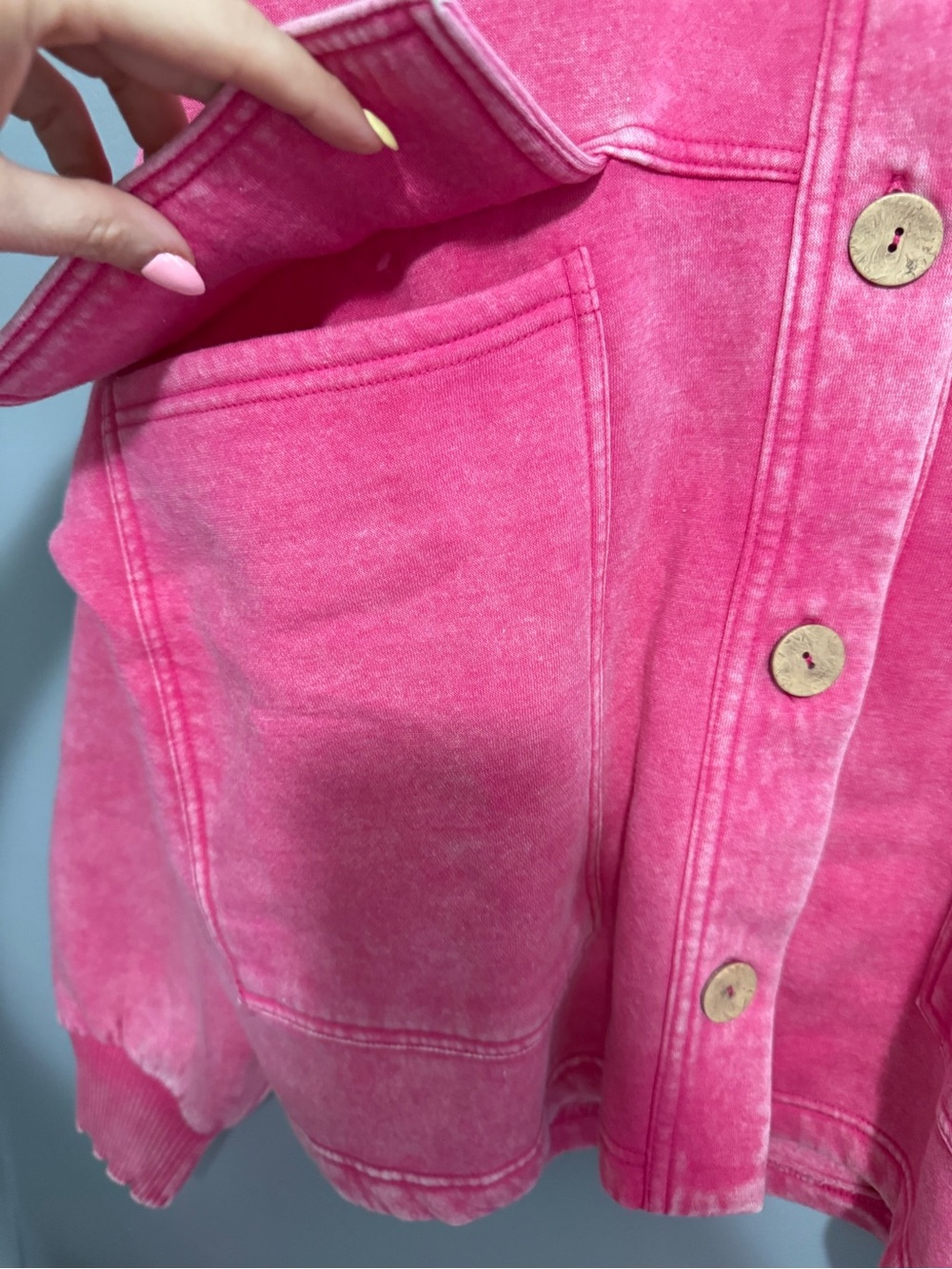 Zenana Washed Pink Shacket - Picture 6 of 6